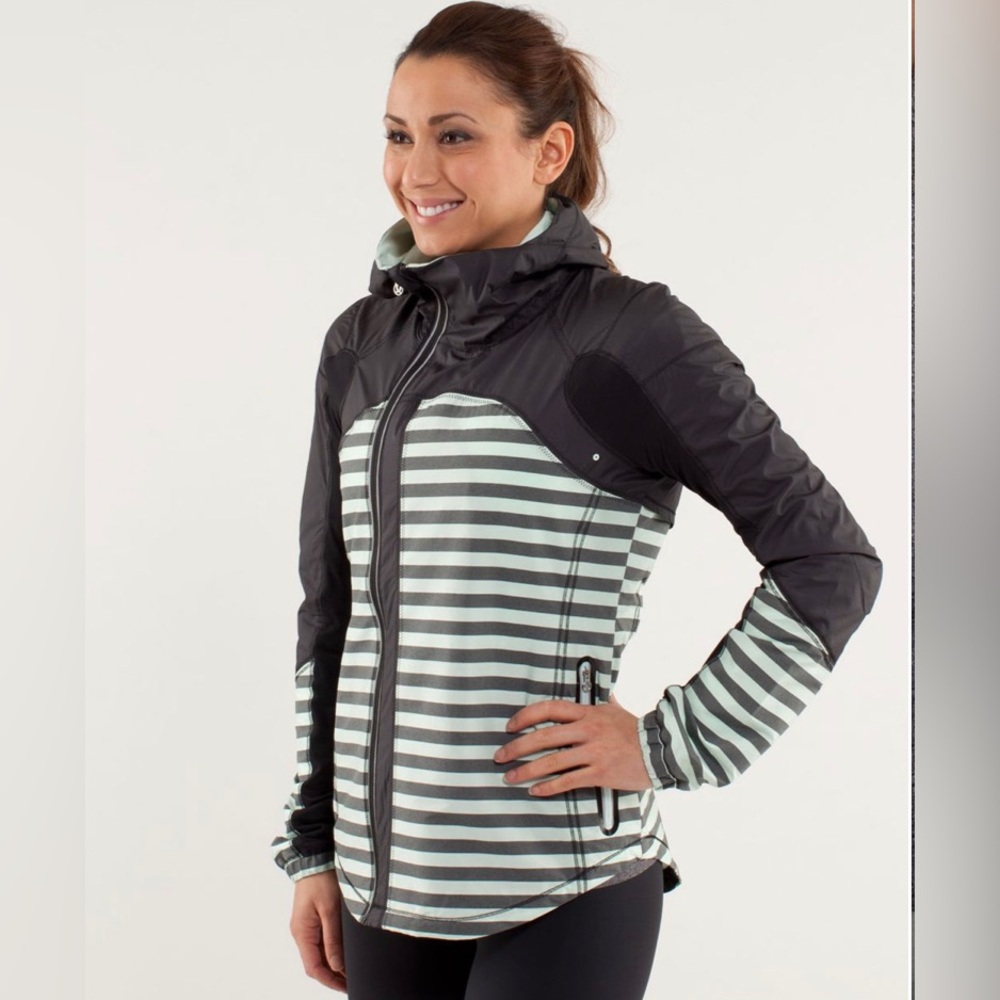 lululemon athletica Black and Gray Striped Jacket